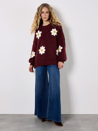 Embroidered Daisies Jumper