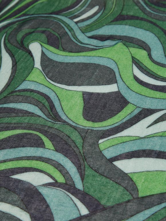 Swirl Long Scarf, Green, large