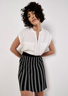 Chevron Stripe Knitted Mini Skirt, Black, large
