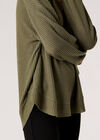 Oversized Waffle Knit Top, Khaki, large