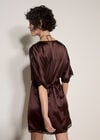 Lace Kimono Satin Mini Dress, Brown, large