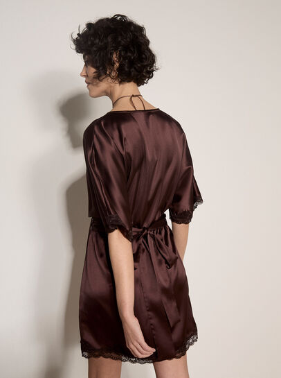 Lace Kimono Satin Mini Dress
