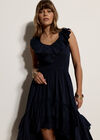 Cotton High-Low Ruffle Midi Dress, Navy, large