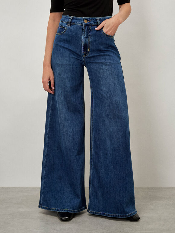 Zana Wide Leg Jeans, Blue, large