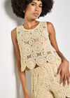 Crochet Circles Cotton Crop Top, Stone, large