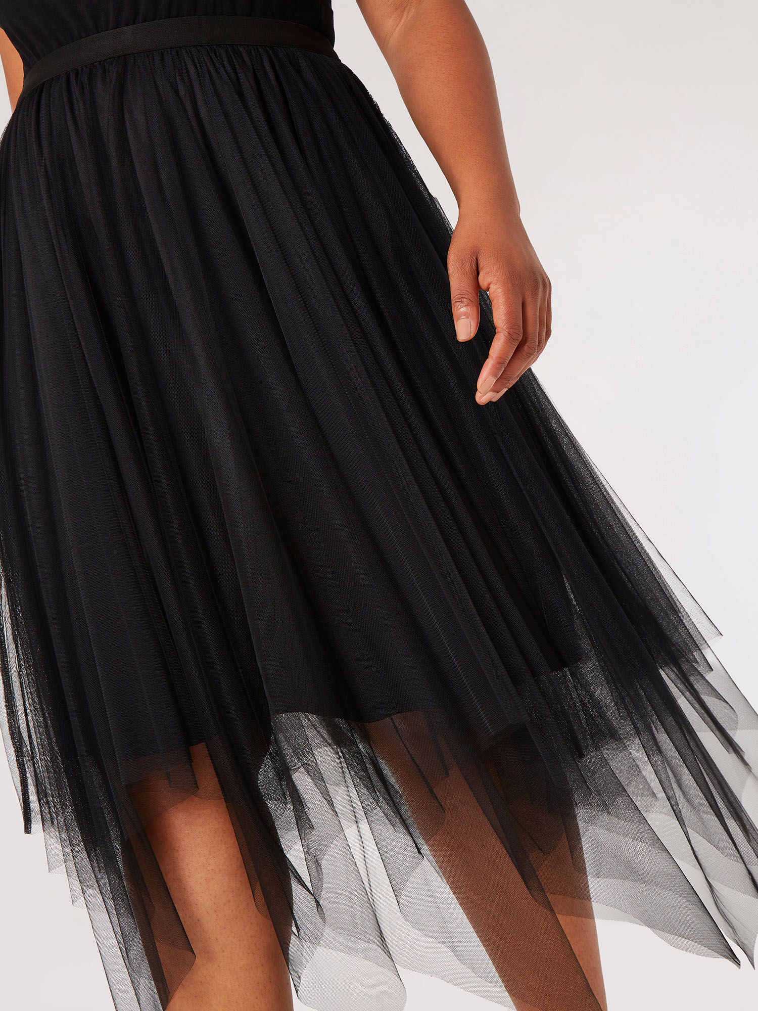 Curve Tulle Midi Tutu Skirt Apricot Clothing