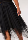 Jupe Tutu Midi Curve en Tulle, Noir, large