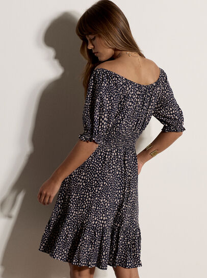 Irregular Spot Bardot Mini Dress