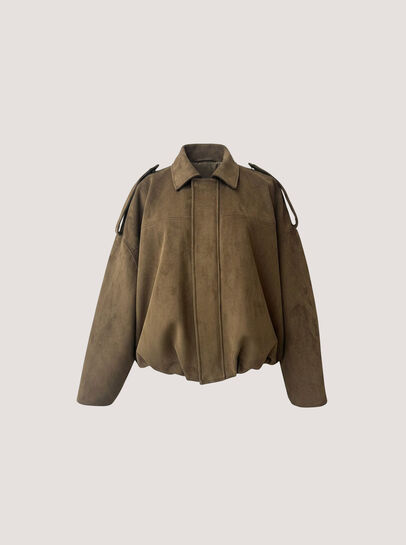 Suede Bubble Hem Batwing Jacket