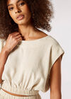 Linen Blend Crop Top, Stone, large