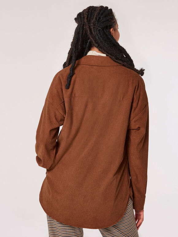 Oversized Corduroy Shirt, Rust, large