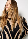 Zebra Print Jumper Mini Dress, Stone, large