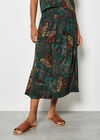 Tropical Leaf Print A-Line Midi Skirt, Green, large