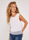 Back Bow Cotton Top, White, large