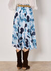 Abstract Print Slub Midi Skirt, Navy, large