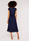 Dot Lace  Midi Dress, Navy, large