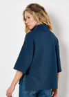 Waffle Knit Mock Neck T-Shirt, Blue, large