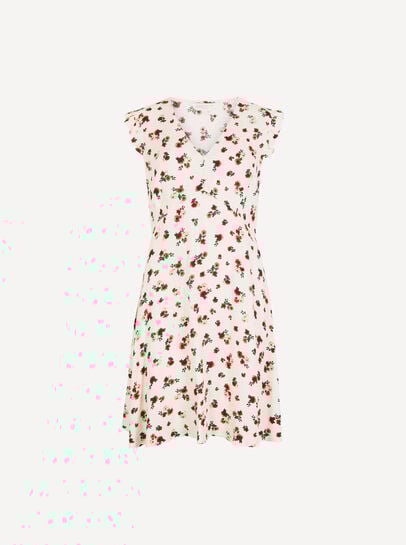 Vintage Floral Ruffle Mini Dress