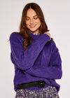Pull en tricot torsadé, violet, grand