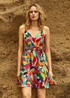 Colour Block Leaf Mini Dress, Red, large