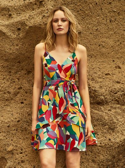 Colourblock Leaf Mini Dress