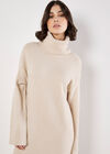 Roll Neck Jumper Maxi Dress, Stone, large