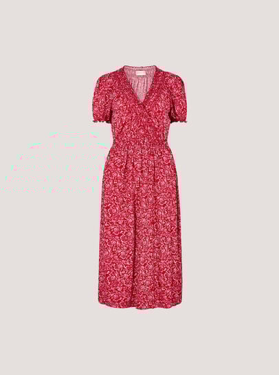 Floral Fruit Wrap Midi Dress