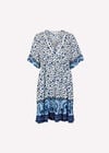 Sarasa Floral Smock Mini Dress, Blue, large