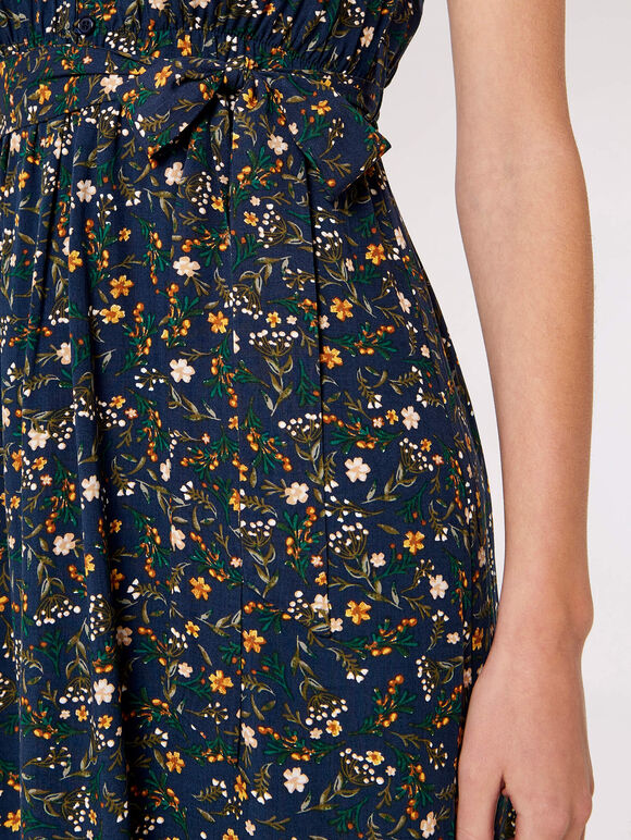 Buttercup Floral Midi Dress, Navy, large