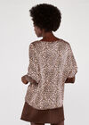 Leoparden-Oversize-T-Shirt aus Satin, Rosa, Größe L