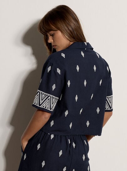 Cotton-Blend Embroidered Shirt