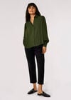 Balloon Sleeve Shirt, Green, large