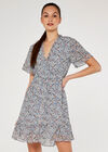 Floral Angel Sleeve Dress, Blue, large