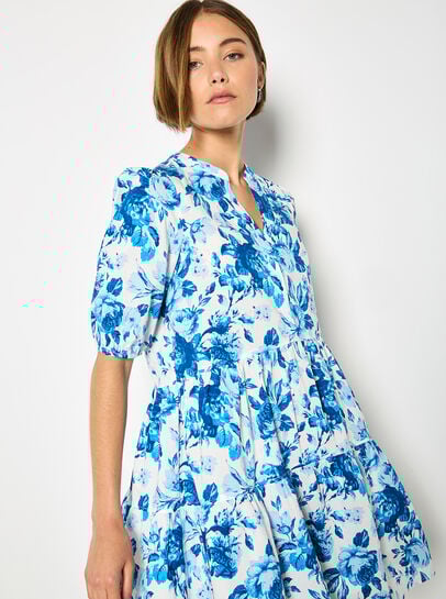 Floral Print Cotton Mini Dress