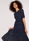 Polka Dot Crinkle Dress, Navy, large