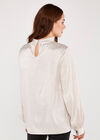 Jacquard Lines High Neck Long Sleeve Top, Light Grey / Silver, large