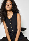 Ribbed Knit Waistcoat, Black, large