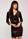 Velvet Wrap Dress, Black, large