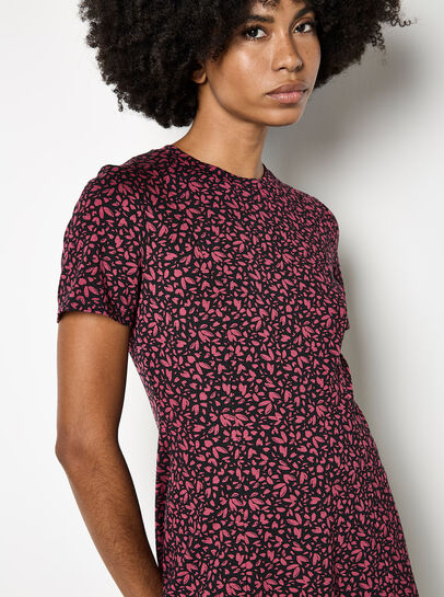 Petal Print Fit And Flare Jersey Mini Dress