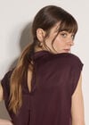 Soft Satin Mock Neck Top, Purple, large