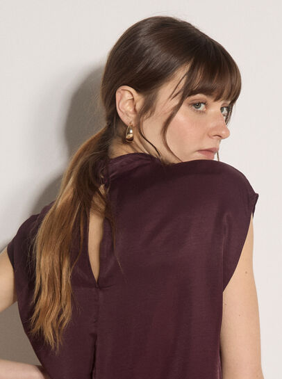 Soft Satin Mock Neck Top