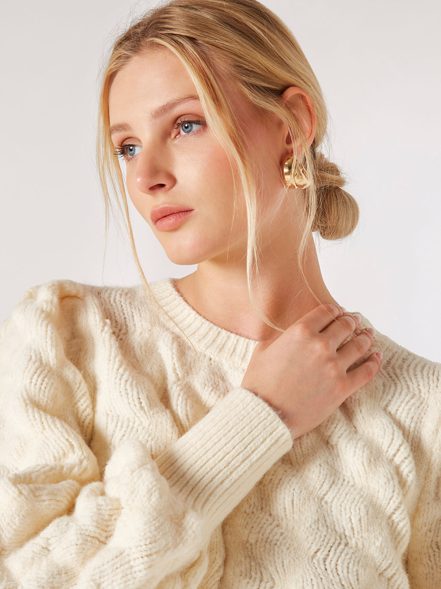 Bubble Knit Jumper Apricot Clothing