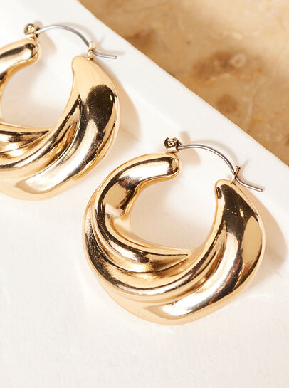 Triple Hoop Gold Tone Earrings