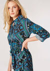 Scarf Print Shirt Mini Dress, Blue, large