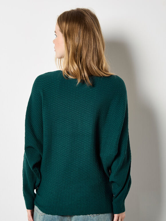 Textured Knit Lightweight Jumper, Green, large