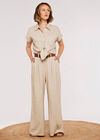 Linen Button Top, Stone, large