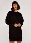Oversized Sweater Dress, Black, large