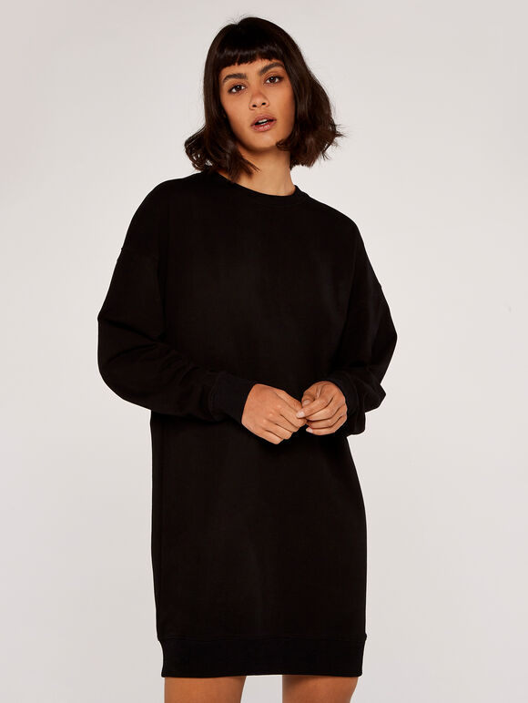 Oversized Sweater Dress, Black, large