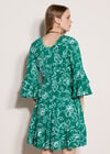 Floral Smocked Ruffle Mini Dress, Green, large