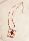 Silver Tone Embroidered Fish Beaded Necklace, Assorted, large